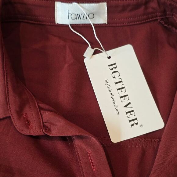 Women's Burgandy Maxi Shirt Wrap dress Sz. S/M - Picture 8 of 8